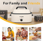 22QT Electric Roaster Oven, Electric Turkey Roaster with Viewing & Self-basting Lid, Stainless Steel Turkey Roaster Oven, White