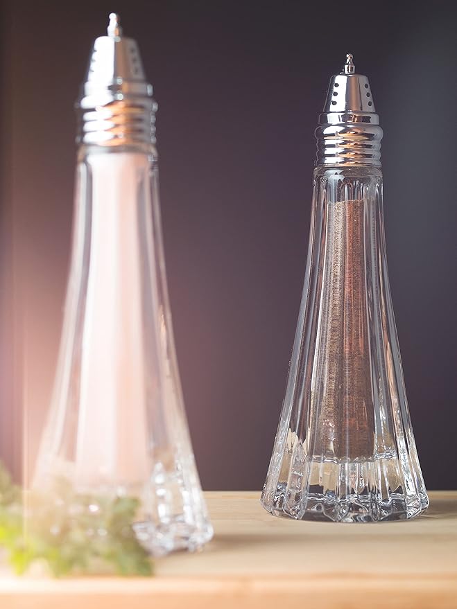 Salt and Pepper Shaker Set - Spice Dispenser Set - Cut Crystal - Large Beautiful Shakers - 7.5" H - Made in Europe - by Barski