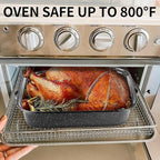 Roasting Pan with Rack, 21” Rectangular Granite Roaster Pan, 25lb Capacity, Large Roaster Pot for Baking Turkey with Versatile Lid