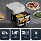 Chefman Crispinator Air Fryer 6-in-1 with 8 Qt capacity, 450°F Max Temp with TurboFry Pro Technology for Fast and Even Results, Viewing Window, Nonstick Ceramic Basket, 10-Pc Liner Starter Pack