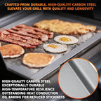 Hisencn 25.6" x 16.7" Griddle for Gas Grill, Cast Iron Griddle FlatTop Insert for Nexgrill, Weber, Charbroil, Pit Boss, Traeger, Camp Chef and more Grill, Griddle for Outdoor Gas & Charcoal Grills