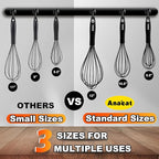 Anaeat Silicone Balloon Whisk, Perfect for Non-Stick Cookware, Milk and Egg Beater Blender, Heat Resistant Kitchen Whisks for Whisking, Cooking, Baking, Beating, Frothing & Stirring (Black)