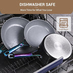 Ammeloo 17 Pcs Ceramic Cookware Set, Induction Pots and Pans Set Non Stick, Premium Colored Stay Cool Handle, Non Toxic PFOA PFOS Free, Oven Safe & Compatible with All Stovetops, Black