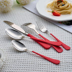 20 Piece Red 18/0 Flatware Utensil Set for 4, Include Dinner Knife,Dinner Forks,Dinner Spoons,Salad Forks,Teaspoons,Silverware Set for 4, Dishwasher Safe