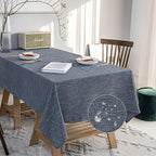 Waterproof Cotton Linen Tablecloths Square Dining Table Cloth, Wipe Clean Indoor & Outdoor Table Cover for Buffet Party and Banquets, Wrinkle Resistant（54"x54"） Navy