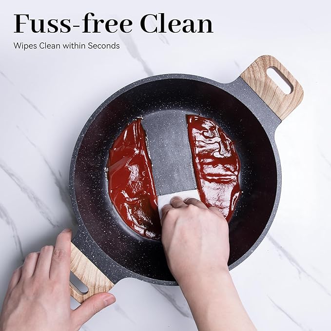 Pots and Pans Set Non Stick, 13Pcs Kitchen Cookware Sets, Granite Stone Induction Cookware Non Stick Cooking Set w/Frying Pans, Saucepans, Sauté Pan (PFOA Free), Black