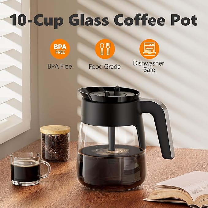 10 Cup Coffee Pot Replacement for Ninja Coffee Maker CM401, Glass Coffee Carafe Compatible with Ninja CM400 CP300 CF091 CM371 CM300, Ninja Coffee Pots Replacements with Brew-Through Lid
