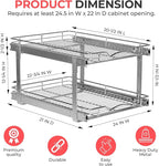 HOLDN’ STORAGE Two Tier Pull Out Cabinet Organizer, Individual Sliding Drawers - Heavy Duty Metal with Lifetime Limited Warranty - Anti Rust Chrome Finish - 24.5" W x 21”D x 16.5" H
