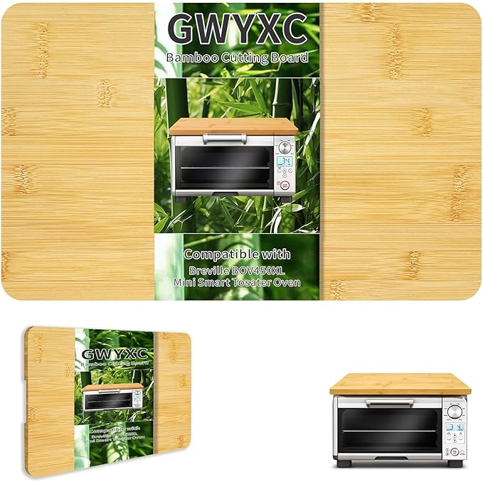 Bamboo Cutting Board for Breville Mini Smart Toaster Oven BOV450XL, 15.2"L x 9.5"W x 1.2"Th Toaster Oven Accessories With Heat-Resistant Non-Skid Silicone Feet, 100% Organic Bamboo