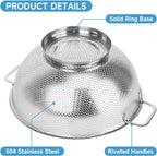 Colander for Kitchen, 5QT, Stainless Steel Colander Strainer with Handle for Fruits Vegetables Cooking Food, Dishwasher Safe
