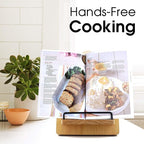 Cookbook Stand Wooden Recipe Book Holder: Wood Cookbook Stand for Kitchen Counter - Adjustable Tablet Cook Book Recipe Stand Thanksgiving Day Christmas Gift for Mother, Grandma, Women