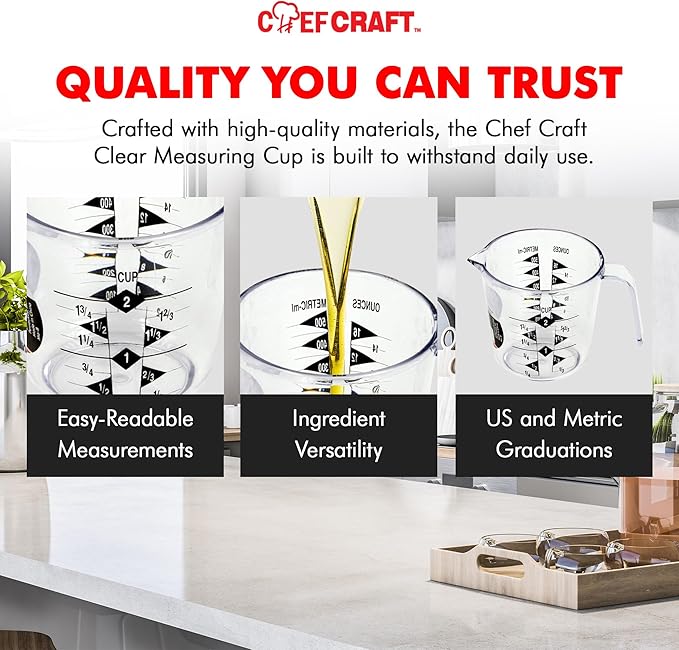 Chef Craft Select Plastic Measuring Cup, 2 Cup, Clear