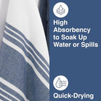 All-Clad Dual-Purpose Kitchen Towels: Highly Absorbent, Super Soft Long Lasting - 100% Cotton, 17"x30" Dish Towels for Cleaning & Drying Dishes, Pans, Glassware, or Countertops, (3-Pack), Indigo