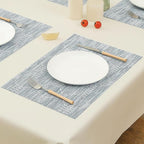 Leetaltree Jacquard Blue Placemats Set of 4 - Heat Resistant Non-Slip Place mats for Dining Table, Washable Durable PVC Vinyl Woven Table Mats (Jacquard Blue, 4)