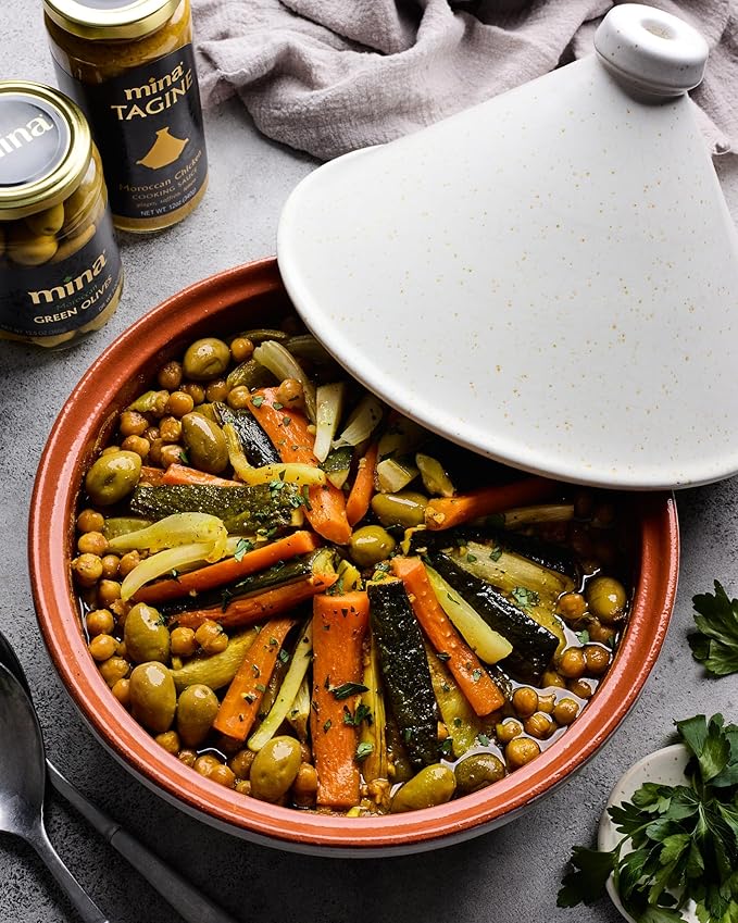 Mina Tagine Moroccan Chicken Simmer Sauce, 12 oz - Classic Ginger Saffron Made with Turmeric, Lemon & Olive Oil, Tagine Seasoning, Chicken Sauce, Garlic Sauce, Moroccan Spices