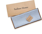 Solino Home Linen Sky Blue Table Runner 72 Inches Long - 100% Pure Linen Hemstitch Table Runner 14 x 72 Inch for Dresser, Dining and Summer - Classic Hemstitch