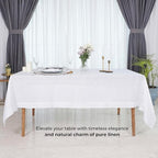 D'Moksha Homes White Linen Tablecloth for Rectangle Tables 60 x 102 Inch - Classic Hemstitch 100% Pure Linen White Table Cloth - Machine Washable Dining Tablecloth for Summer, Fall and Halloween