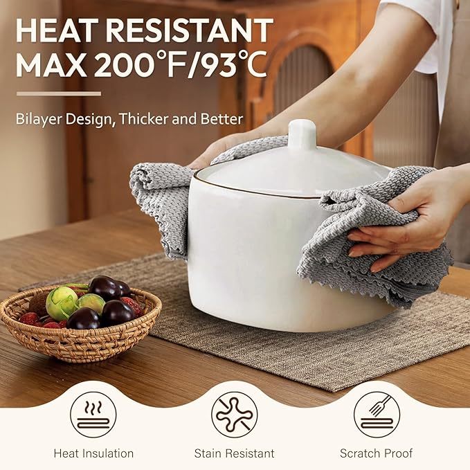 Blue Forest Placemats Set of 6, Dual-Layered Thickened Faux Linen Cloth Place Mats Heat Resistant Machine Washable Wrinkle Free Table Mats Indoor/Outdoor (Burlap)