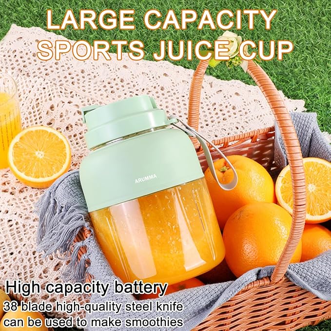 Portable Smoothie Blender for Smoothies & Shakes 43oz 1300ML USB Charging Cordless Powerful Blades Blending Portable Juice Cup Blender for Small Ice Fruit Vegetable Crush Kitchen Gym Outdoor