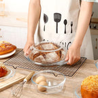 ZYER Round Glass Casserole Dish Set, Glass Casseroles with Lid (Set of 3-1L, 1.4L, 1.7L)