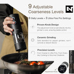 Electric Salt and Pepper Grinder Set USB-C Rechargeable, Dual-Speed Automatic Salt and Pepper Mills with Adjustable Grind Levels, Ceramic Burr, LED Light, Refillable, (Carbon Black)