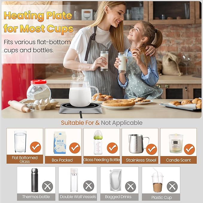 Electric Mug Warmer for Desk, KitchenBoss Coffee & Beverages Cup Warmers with 4 Hours Auto Shut-Off, Smart Candle Warmer - Ideal Gifts for Coffee Lover