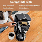 Reusable Cone Shape Coffee Filter 6-12 Cup Compatible with Cuisinart Coffee Filter,Compatible with Ninja Coffee Bar Brewer-(2 sliver pack)