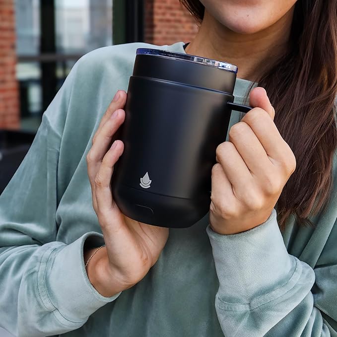 Ciups - Smart Heated Coffee Mug, 16 oz, 4-Hour Battery Life, Cup Warmer, Self Heating, Temperature Control, LED Display, Black