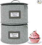 HOMELUX THEORY Dessert Plate Storage Box, 2pc Light Gray Hard Shell China Storage Containers With 24 Felt Pads, Kitchen Storage Bins With Lids, Heavy Duty Moving Box for Dishes & Dinner Plate