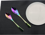 Flatware Set 18/10 Stainless Steel Mirror Polished Rainbow Colorful Cutlery - Silverware Utensil Set of Serrated Steak Knife Dinner Fork Knife Salad Fork Dessert Spoon,6 Piece Service for 1