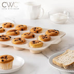 COOK WITH COLOR 17 Pc. Silicone Baking Pan Set - Non-Stick & Easy Clean Silicone Muffin Pans for Baking with Sturdy Metal Frame for Stability, Flexible Cake Molds, Includes Measuring Cups and Spoons