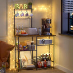Baker's Rack for Kitchen with Storage, Microwave Stand with Adjustable Shelves and 10 S Hooks, 6-Tier Coffee Bar Station, Kitchen Shelves for Spices, Pots, Rustic Brown