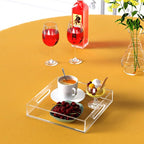 Acrylic Serving Tray with Handles-12x12x2.36Inch-Decorative Tray Letter Tray Organizer for Ottoman Coffee Table Countertop, Clear