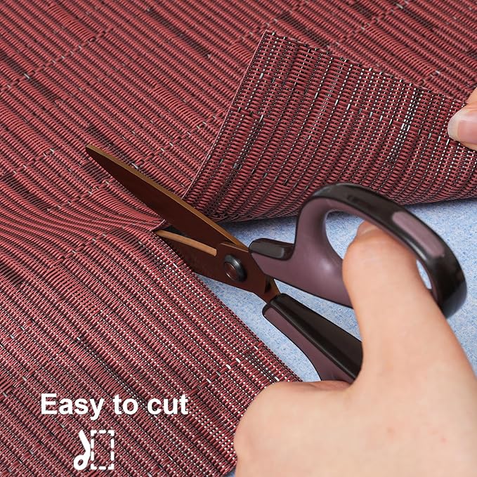 Myir JUN Placemats Set of 6, Vinyl Woven Placemats Place Mats Indoor Washable Table Mats Non-Slip Place mats for Dining Table (Red, Set of 6)