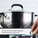 KitchenAid 71021 Stainless Steel Casserole with Lid, 4 Quart - Brushed Stainless Steel