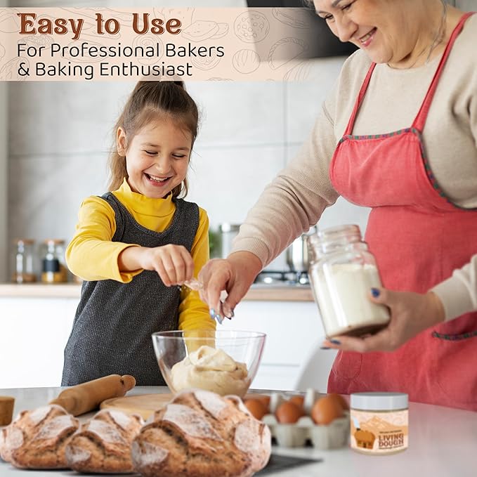 Living Dough - 55 Year Old Amish Friendship Sourdough Starter Culture - Sweet and Organic Sourdough Starter for Baking - For Artisanal Bread, Pizza Dough, Waffles & More