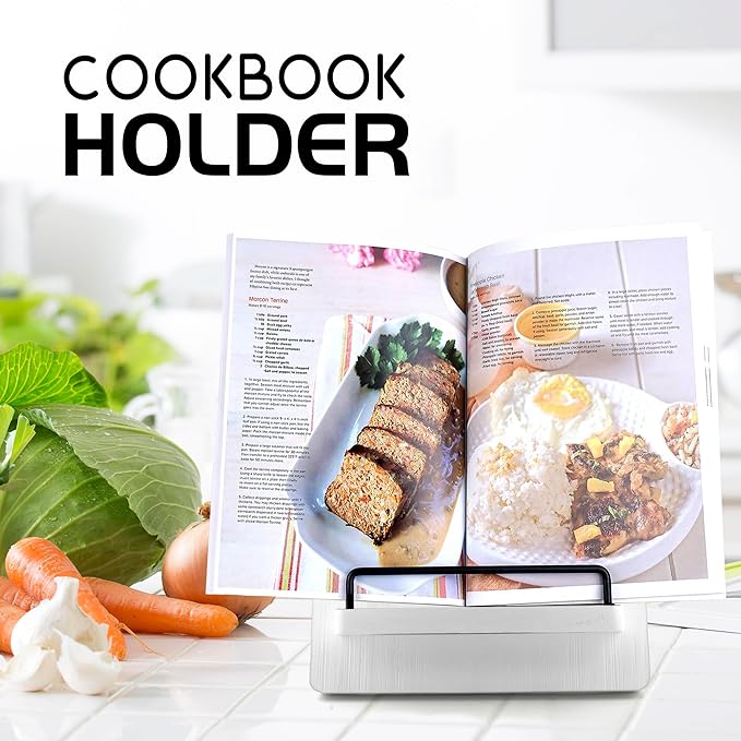 Cookbook Stand Wood Cookbook Holder: Farmhouse Kitchen Decor Cookbook Stand - Adjustable Cookbook Recipe Stand