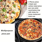 Round Pizza Pans with Holes 8 Packs Nonstick Carbon Steel Pizza Tray for Oven, 9/10/11/12 Inch