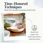 Portmeirion Minerals 8.7-Inch Low Serving Bowl, Rose Quartz - Stoneware from Recycled Clay, Handmade in Portugal, Reactive Glaze for a Unique Look, Microwave & Dishwasher Safe - Decorative Modern Bowl