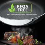 9.5" Non Stick Frying Pans, Stainless Steel Pan, Ceramic Skillet with Stay-Cool Handle, Non Toxic, PFAS PFOA PTFE Free, Dishwasher Safe, Induction, Compatible with All Cooktops