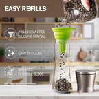 Home EC Original Gun Metal Bronze Salt and Pepper Grinder Set of 2 - Adjustable Ceramic Grinder - Tall Glass Salt and Pepper Shakers With Funnel and Ebook - Spice Mill - Bronze Kitchen Accessories