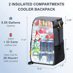 Backpack Cooler Insulated Leak Proof 33/49 Cans, 2 Insulated Compartments Thermal Bag, Portable Lightweight Beach Travel Camping Lunch Backpack for Men and Women
