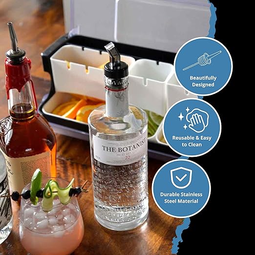 FSE SP Screened Pourer Set, Polycarbonate Square Design, Reusable and Clear, Ensures Enhanced Pour Control and Consistent Flow, Ideal for Fast-Paced Bars and Commercial Kitchens, Pack of 12