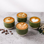 Ceramic Espresso Cups Set, Espresso Coffee Mugs, Special Glazed Demitasse Cups Expresso Coffee Cup for Espresso Machine (Jade Green)