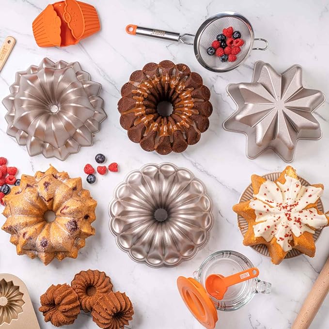 Baker's Secret for Fluted Cake Pan, Fluted Cake Pans, Perfect for Fluted Cakes, Die Cast Aluminum Cake Pans, 2 Layers Non-stick Coating, Novelty Cake Pan - The Cast Aluminum Collection (Classic)