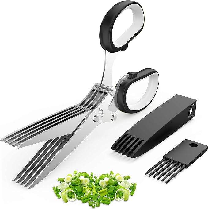 2025 Upgraded Herb Scissors, Effortless Herb Shears Cutter Tool with Sharp Stainless Steel Blades for Fresh Herbs, Must-Have Kitchen & Cooking Gadget, Black