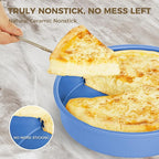 HONGBAKE 9 Inch Round Cake Pan Set of 2, Nonstick Ceramic Coating Cake Molds with Diamond Texture, Aluminized Steel Cake Pans Sets for Baking & Cheesecake, Heavy Duty & Non-Toxic (Deep Blue, 2PCS)