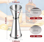 2 Pcs Jigger for Bartending, Premium 304 Stainless Steel Jigger 2 oz 1 oz, Professional Heavy-Duty Double Jigger, Cocktail Jigger, Cocktail Measuring Cup