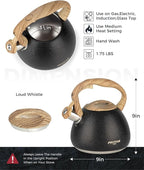 POLIVIAR Tea Kettle, 2.7 Quart Stovetop Tea Kettle, Audible Whistling Teapot with Crackle Finish, Food Grade Stainless Steel for Anti-Rust, Anti Hot Handle, Suitable for All Heat Sources (JX2023-LRB)