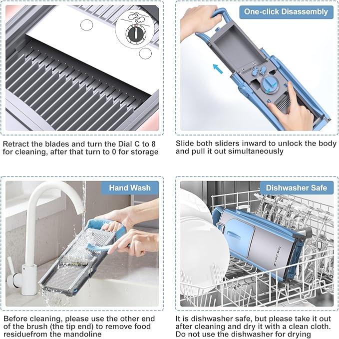 [All in 1] Upgraded Version Mandoline Slicer for Kitchen & Adjustable Mandoline Slicer. Veggie Chopper, Vegetable Cutter, Detachable Blade, Slice, Strips, Dice, Shred and Chop